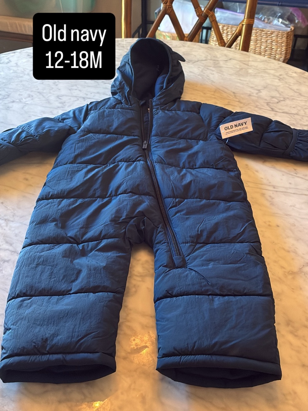 Old Navy Navy Blue Infant Puffer Snowsuit with Hood